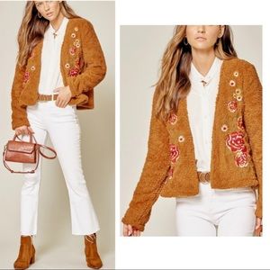 25% off Embroidered Faux fur jacket